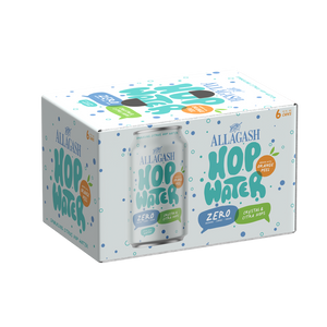 a cardboard box with hop water branding