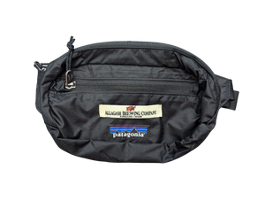 Black waist bag with Allagash Brewing Company and Patagonia logos on a white background