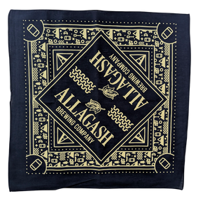 yellow printed bandana on navy material