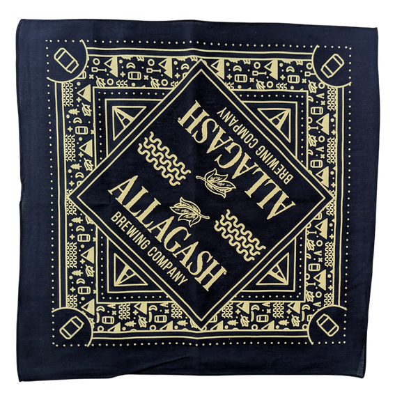 yellow printed bandana on navy material