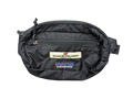 Black waist bag with Allagash Brewing Company and Patagonia logos on a white background